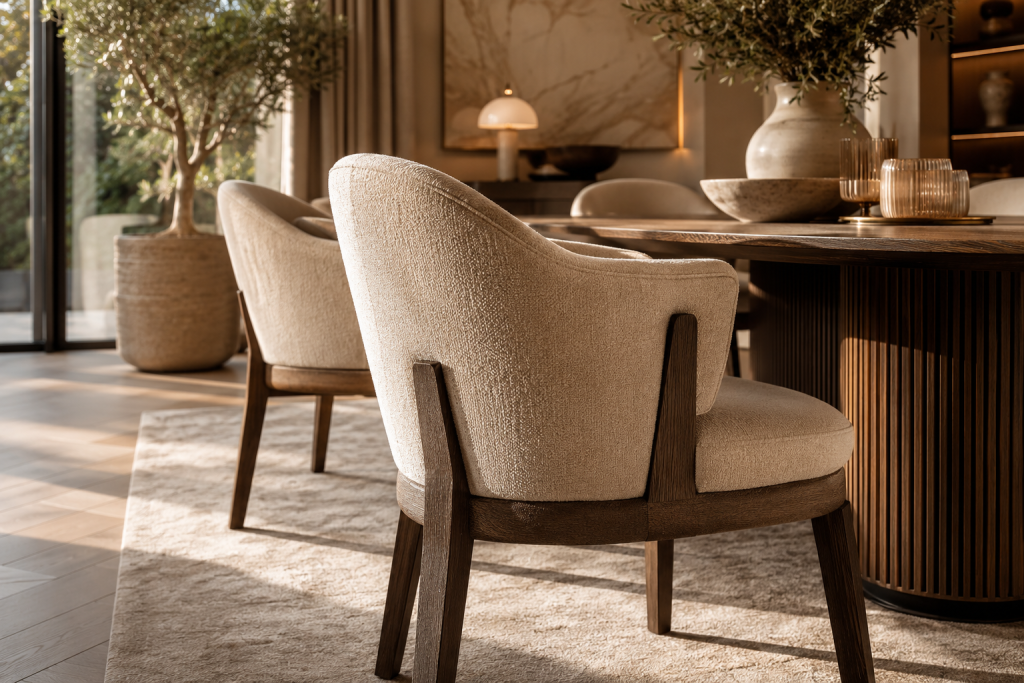 Salle à manger élégante avec chaises design confortables inspiration décoration intérieure moderne chic