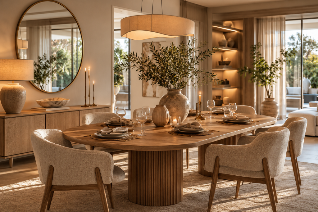 Salle à manger harmonieuse et élégante inspiration décoration intérieure chic et équilibrée style maison moderne